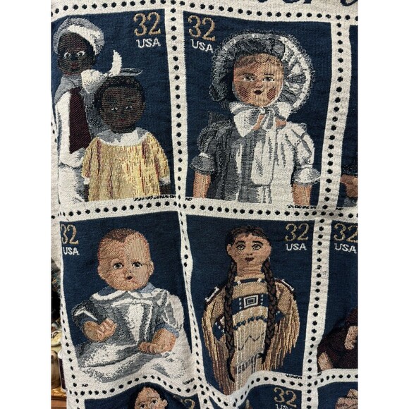 Classic American Dolls 1996 USPS Stamp Collection Royal Tapestry Jacquard Throw - Picture 3 of 10